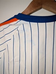 Vintage 80s New York Mets MLB Baseball Medium White Sand-Knit T-Shirt