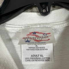 VTG 90’s Wrangler T-shirt XL? White Buck Stops Here USA (Stains)