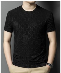 New Fashion Trend Ice Silk Breathable Summer Short Sleeve Luxury Men T-Shirt