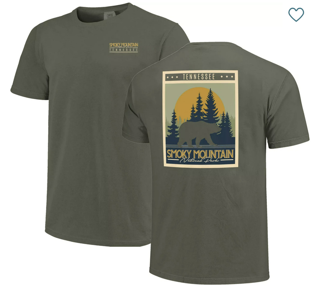 Comfort Colors Mens Smoky Mountain National Park T-Shirt M Green Walk-in Graphic