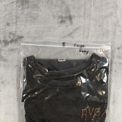 RVCA Shirt Mens Large Gray Aged Dryhand Tee Chest Pocket Til Death Back Graphic