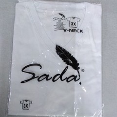 Sada Men’s White 3X Cotton Knit V-Neck Short Sleeve T-Shirt