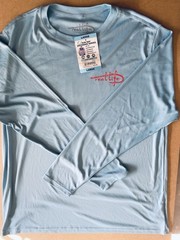 NWT Reel Life UPF 50 Sun Ray Defender L Blue Flag Patriotic Freedom USA Shirt