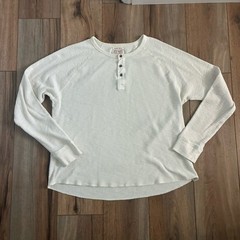 Lucky Brand Lived In Thermal Henley Mens Medium Waffle Knit Long Sleeve