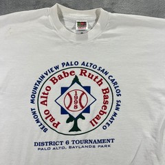 1998 Palo Alto Babe Ruth Baseball T-Shirt Mens XL White Baylands San Mateo Youth