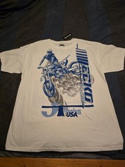 ECKO UNLTD x JT Racing size XL Double Side Graphic T-shirt White/Blue.