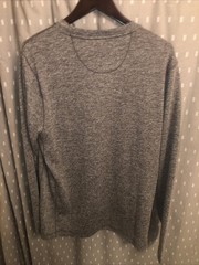Eddie Bauer Long Sleeve Pocket Tee Textured Heather Gray Fabric Size Large NWT