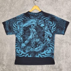 Vtg Cozumel Mexico Shirt Men XL Blue Black Yazbek Ocean Dolphin Fish Graphic AOP