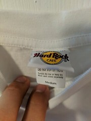 Men’s White Vintage Hard Rock Cafe Two-Sided Graphic Hong Kong T-Shirt Sz Medium