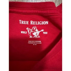 True Religion Mens Red Metallic Foil Buddha World Tour Graphic T-Shirt Size M