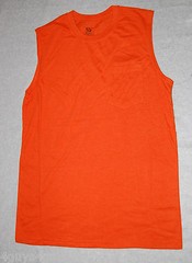 MENS Muscle Tee Shirt BRIGHT ORANGE Pocket M 38-40