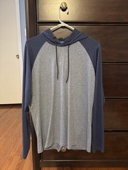 01.ALGO Med Long Sleeve Hooded T-Shirt – Blue/Grey (UPF 40, Recycled Fabric)