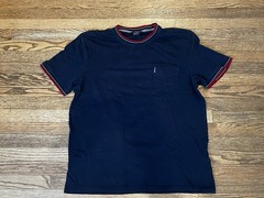 Ben Sherman Navy Men’s Ref White Contrasting Trim Crew T Shirt, Large