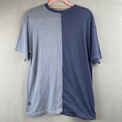 EPTM Men Split Panel T-Shirt Custom Dye Blue Gray Two Tone Streetwear USA M Read