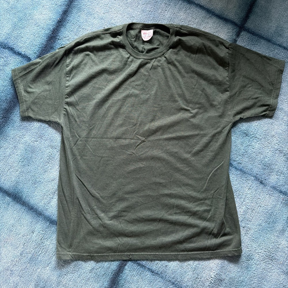 Hanes Heavyweight 50/50 Blank T Shirt Dark Green Size Medium Vintage