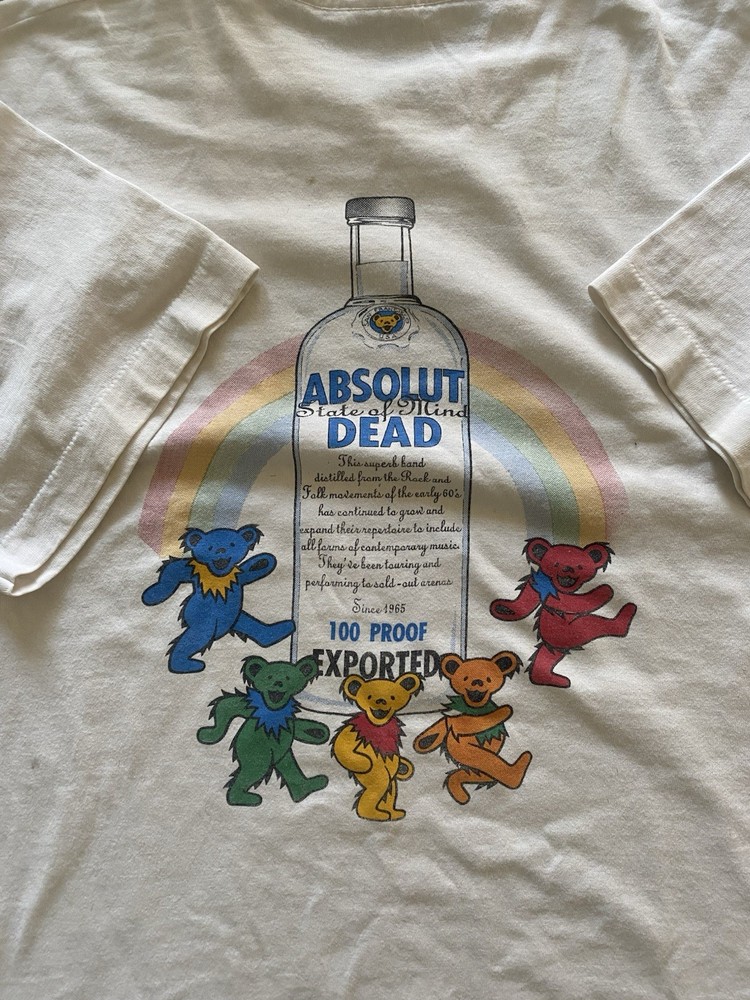 Vintage 1980s/1990s Absolut Vodka Grateful Dead Graphic Single Stitch T-Shirt