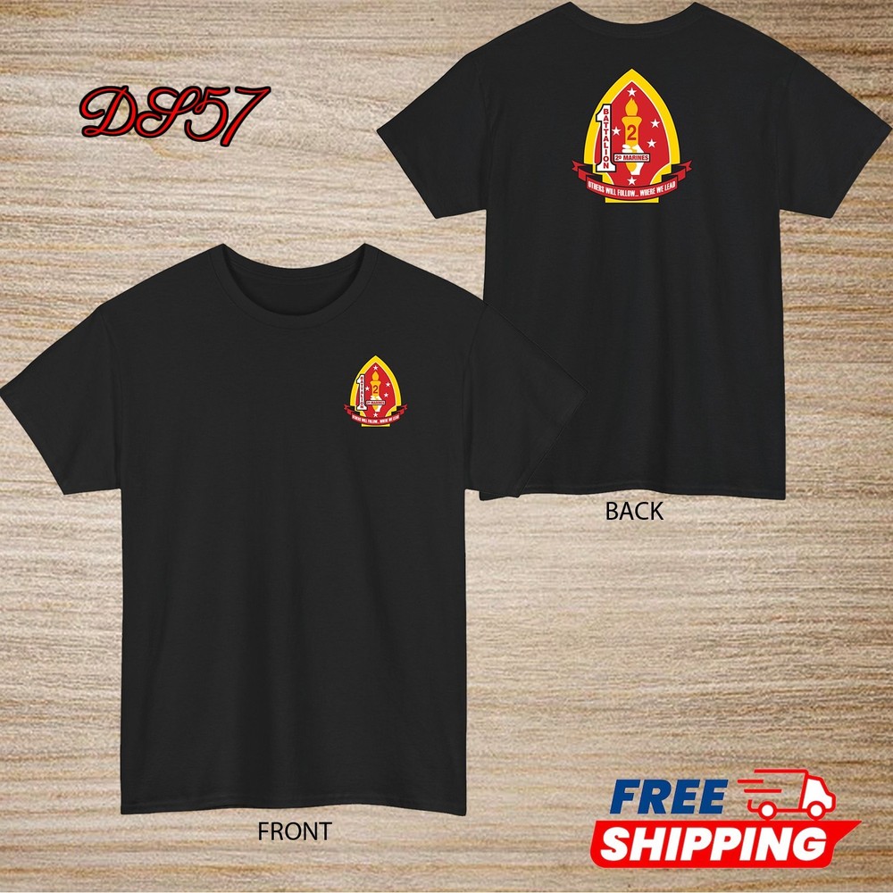 1st Battalion 2nd Marine Regiment USMC T-Shirt Logo S to 5XL Made In USA