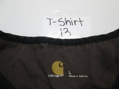 Carhartt Mens Size L V-Neck Shirt Black Pleated Chest Pocket Logo Print Casual