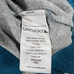 UNTUCKit Grassi Henley Shirt Mens Small Teal Blue Long Sleeve Cotton Blend