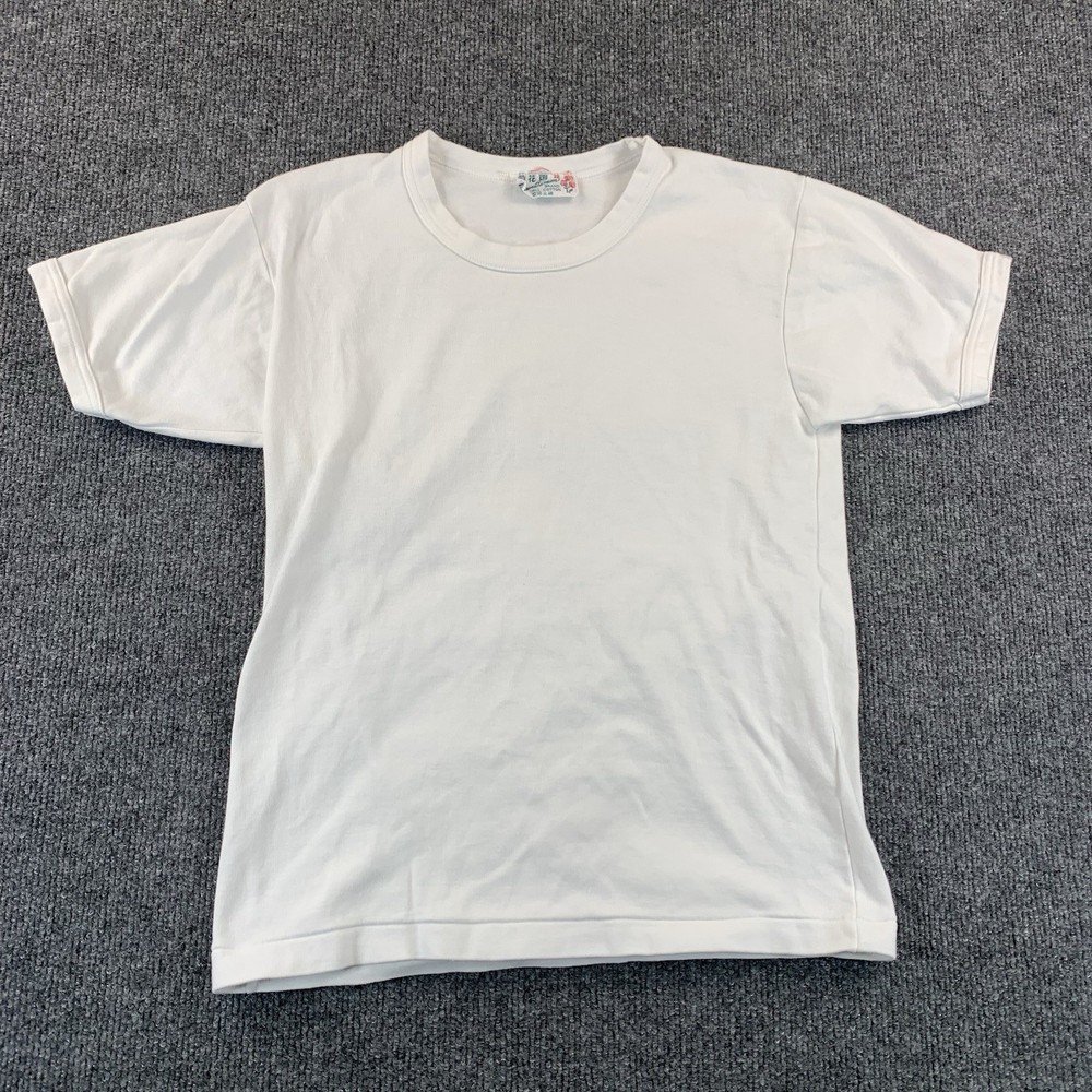 VTG Chrysanthemum Brand Bound Collar White T Shirt Size 36 Sm.