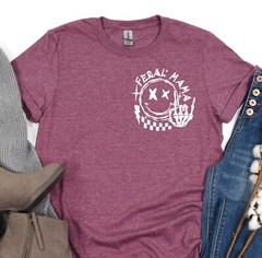 Feral Mama Shirt, Gift for mom, Mothers Day Tee, Smile Design, Skeleton Design