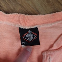 Vintage World Wide Competition Henley Mens XLT Peach Made in USA Distressed 90s