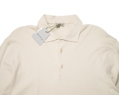 Sartorio $675 Light Beige Slim Long Sleeve Polo Shirt Cotton Jersey XXL (56 IT)