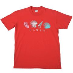 Stedman Mens Vintage Hawaii Sea Shells T Shirt Sz L Red Cotton Single Stitch USA