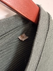 Common People Men Olive Textured T-Shirt Fine Striped Texture Size S