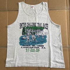 Vintage “NO WOMEN” Running Race T-shirt Tank Top Size L USA Lancaster Pa Nike