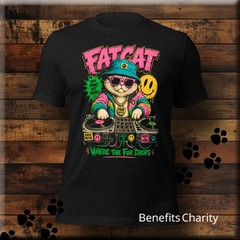 Fat Cat – Where the Fur Drops – Urban Streetwear Funny Animal Satire Tee