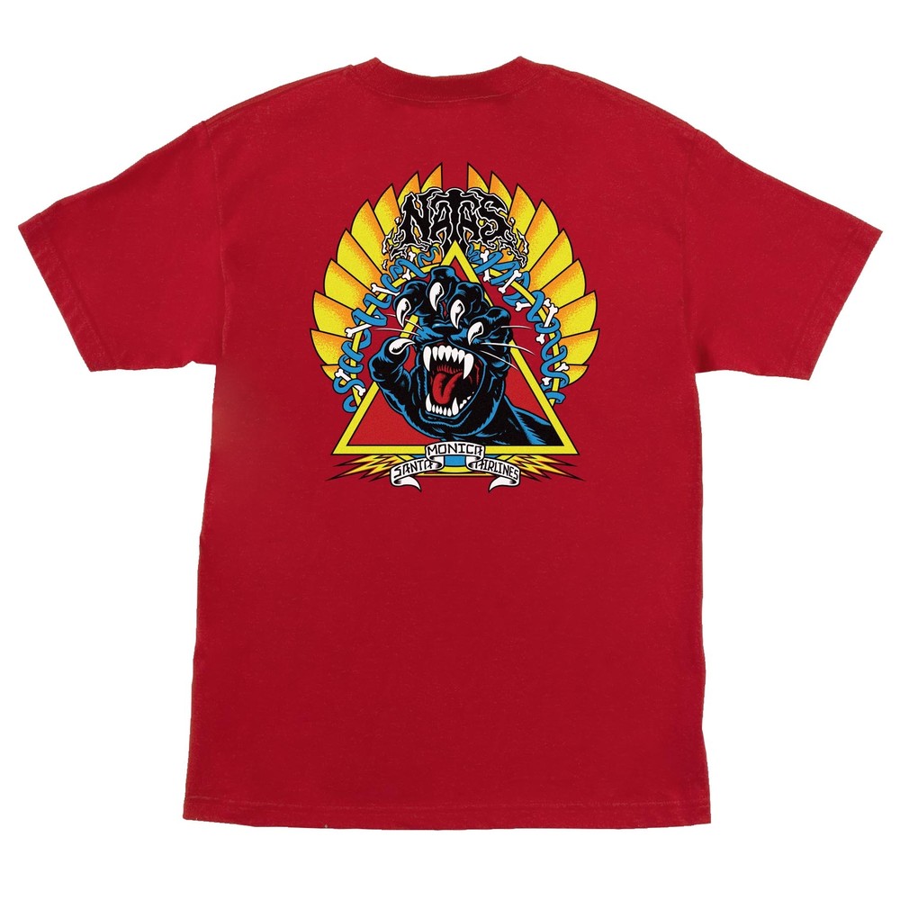 Santa Monica Airlines Natas Kaupas SCREAMING PANTHER Skateboard T Shirt RED
