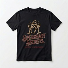 Speakeasy Secrets T-Shirt – Vintage Cocktail Graphic Tee – Retro Bar & Nightlife