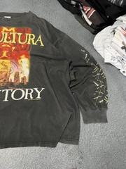 Vintage 90s Sepultura Territory Metal Band T-Shirt Long Sleeve, Blue Grape