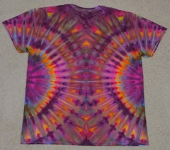 Handmade Ice Tie Dye T-Shirt XL Mens Womens Soft Cotton Maroon orange Fanfold