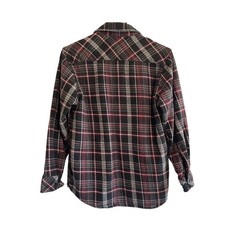 Genuine Dickies Men 100% Cotton Red Black Plaid Flannel Button Down Shirt S