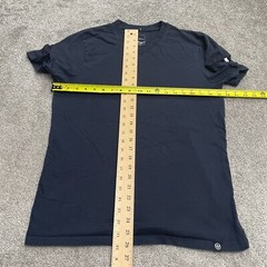 WT02 Basic T-Shirt Mens Medium Navy Blue V-Neck Short Sleeve Casual Cotton Tee