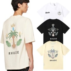RHUDE Men Coconut Tree High Quality Leisure Cotton Short Sleeve T-Shirt M-2XL