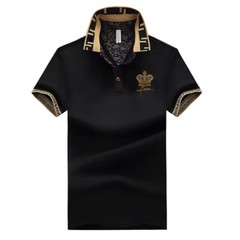 New Men Luxury Diamond Crown Rhinestones Fashion Polo T-Shirt High Quality