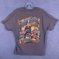 Iron Horse Saloon T Shirt Mens L Gray Bike Week 2016 Trump Machine Gun Graphic