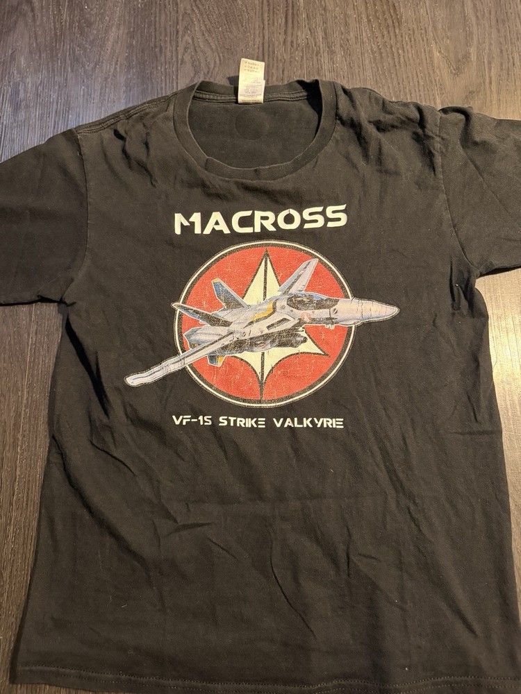 Macross VF-1S Strike Valkyrie Anime Graphic T-Shirt Black Men’s Size S Small