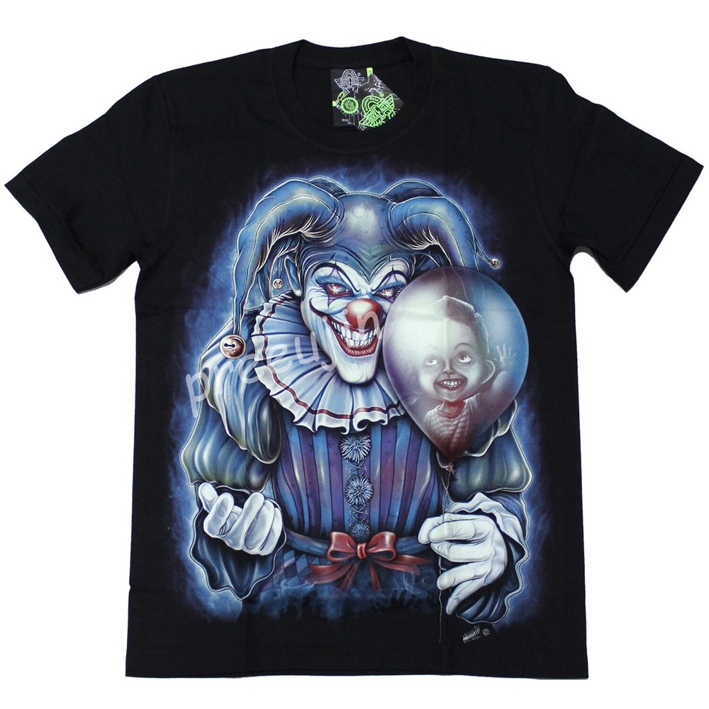 Glow In The Dark T Shirt Joker Clown Haunted Balloon GC43 Size M-XXL