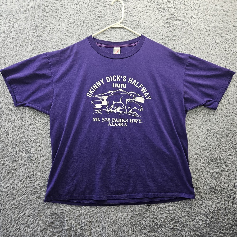 Funny Vintage 90s T Shirt Skinny Dicks Halfway Inn Alaska 2XL JERZEES Polar Bear