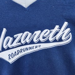 Nazareth Roadrunners Shirt Mens Medium Blue V Neck Ringer Augusta Sportswear