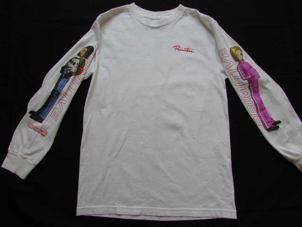 Dragon Ball Super Primitive Shirt Men White Long Sleeve Shrink After Washed Sz S