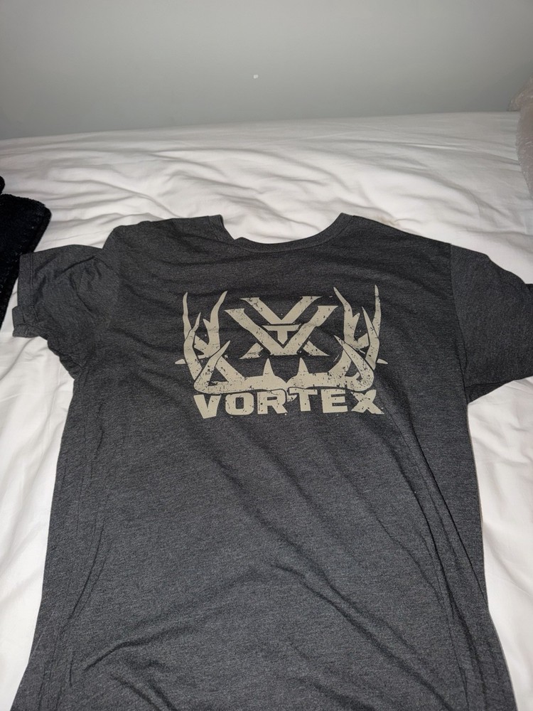 Vortex Men’s L Gray Graphic Logo Crew Neck Short Sleeve Cotton Blend T-Shirt