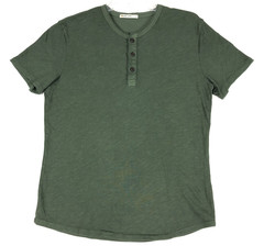 Marine Layer Henley Shirt Men S Olive Green Short Sleeve Hemp Cotton Casual Tee