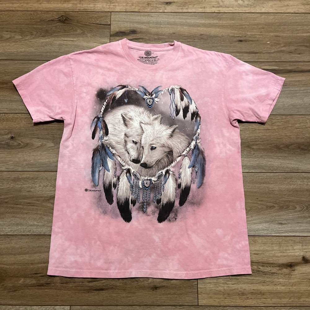 The Mountain Arctic Wolves Graphic T Shirt SZ LARGE Pink Short Sleeve 2013