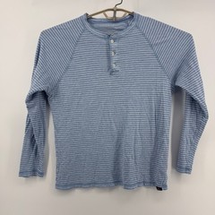 Faherty Cloud Cotton Henley Shirt Mens Medium Blue White Striped Long Sleeve