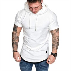 Camiseta Con Capucha Camisa De Algodón De Manga Corta Moda Deportivo Para Hombre